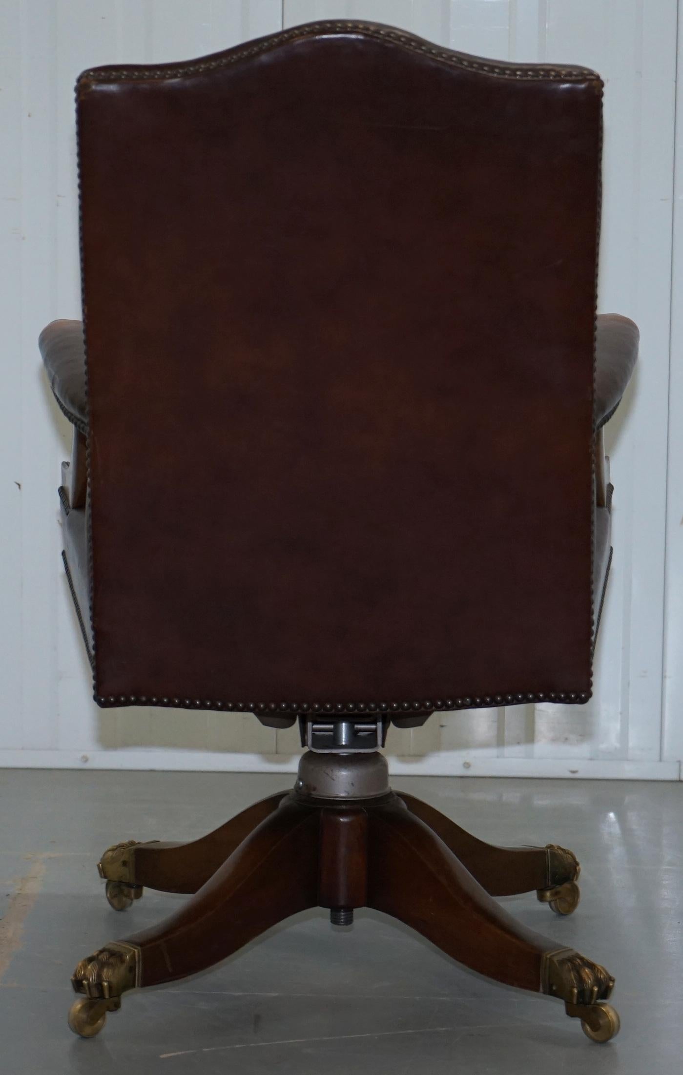 1930s Hillcrest Vintage Brown Leather Gainsborough Directors Captains Chair 11