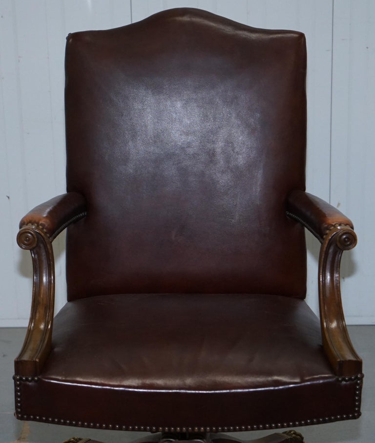 1930s Hillcrest Vintage Brown Leather Gainsborough Directors Captains