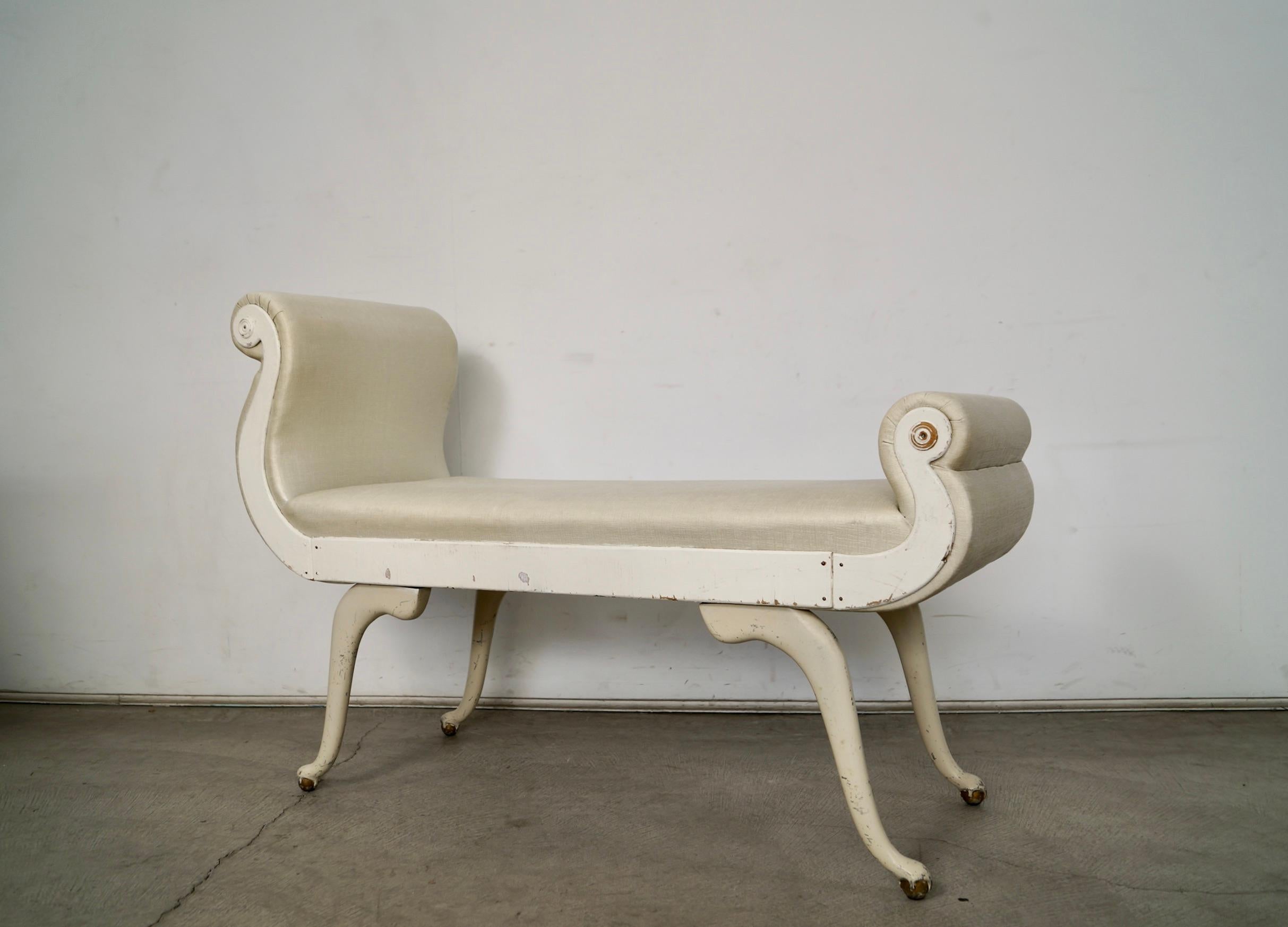 1930's Hollywood Regency Irving Chase Bench In Distressed Condition For Sale In Burbank, CA