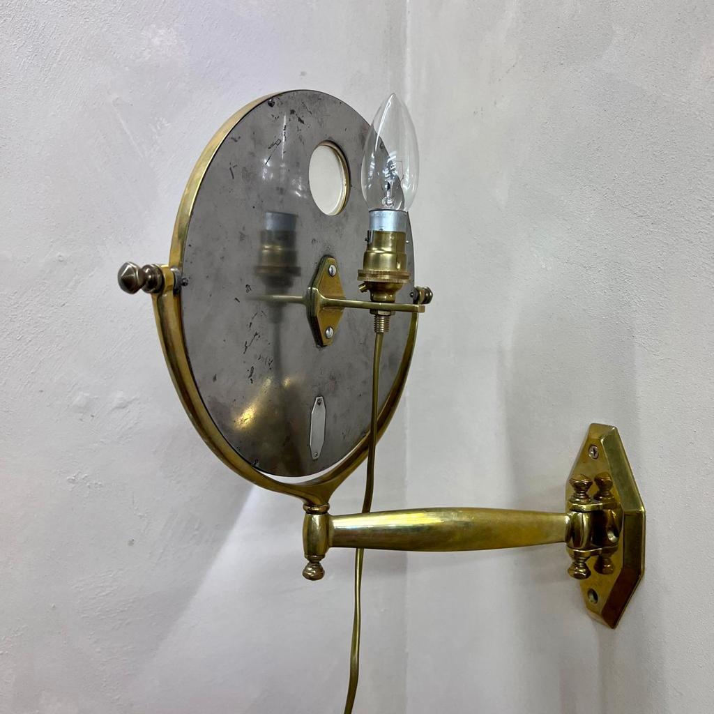 Mid-20th Century 1930s Illuminated, Wall Mounted Brass Shaving Mirror, by Mirroir Brot