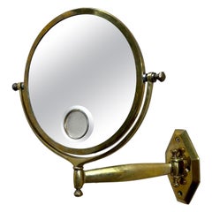 1930s Illuminated, Wall Mounted Brass Shaving Mirror, by Mirroir Brot