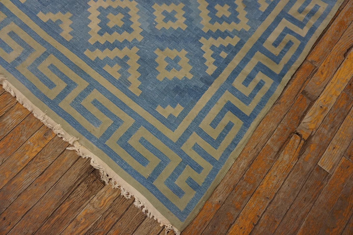 Alfombra Dhurrie de algodón indio de los años 30 ( 10' x 12'2