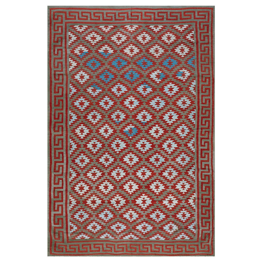 Tappeto Dhurrie in cotone indiano degli anni '30 ( 5' x 7'8" - 152 x 234 )