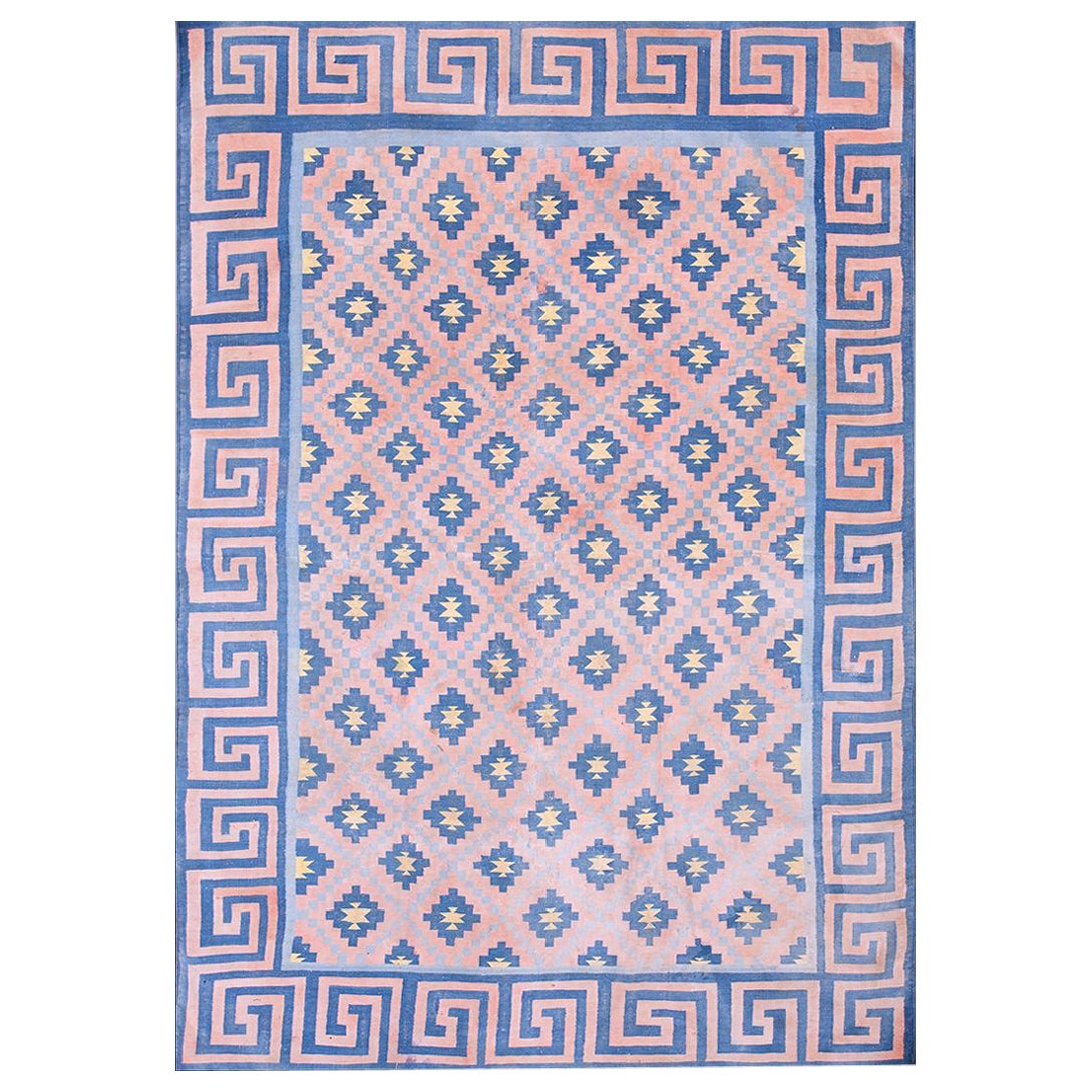Indischer Dhurrie-Teppich aus Baumwolle aus den 1930er Jahren ( 6' x 8' 6" - 183 x 260 cm)