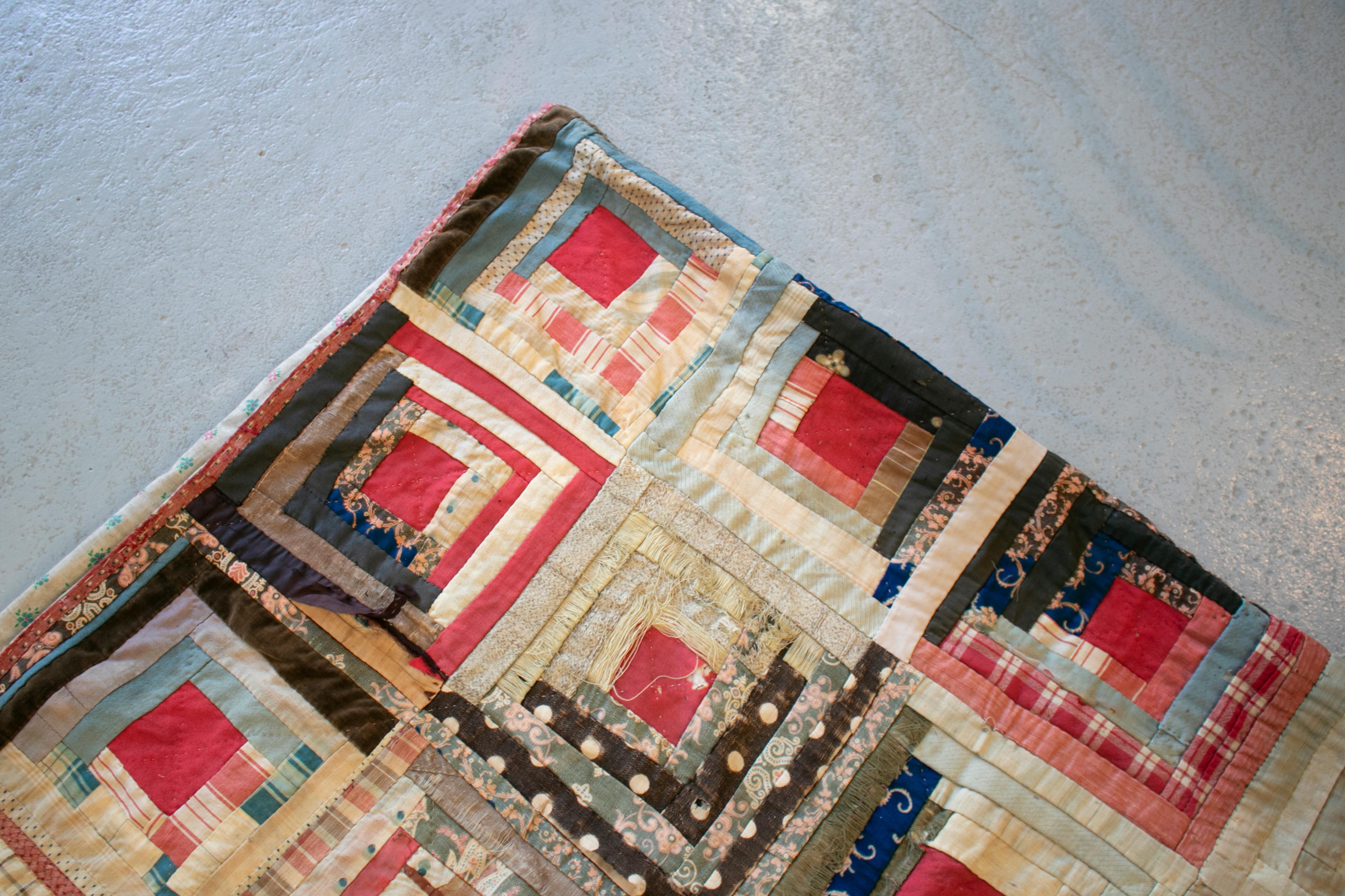 1930s Indian Hand Sewn Patchwork Tapestry For Sale 11