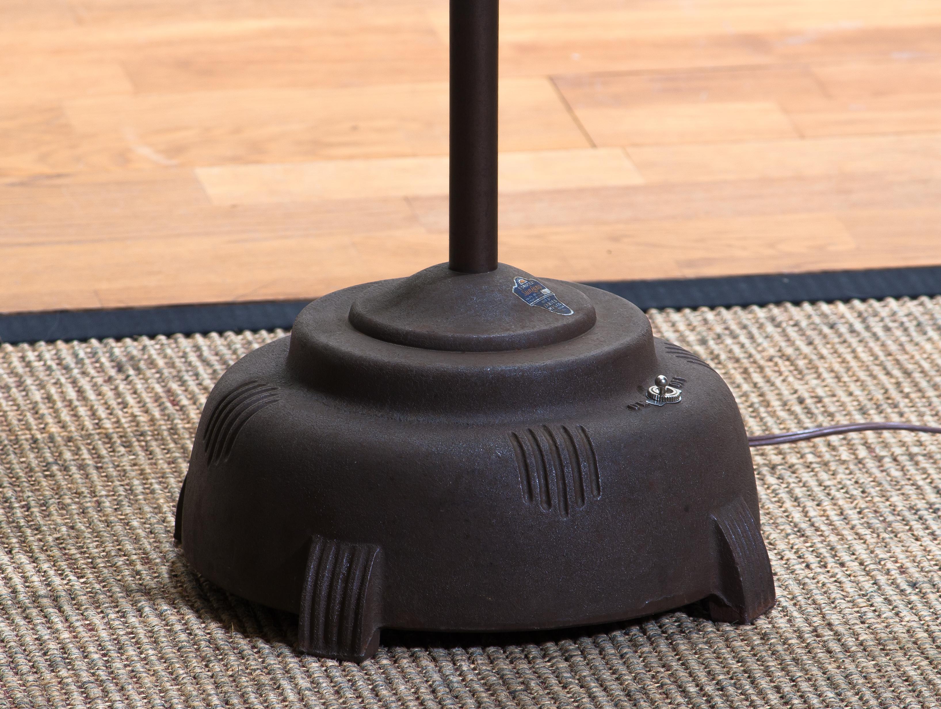 Mid-20th Century 1930s Industrial Brass Cast Iron Floor Lamp Made by Faries Mfg & Co., USA F