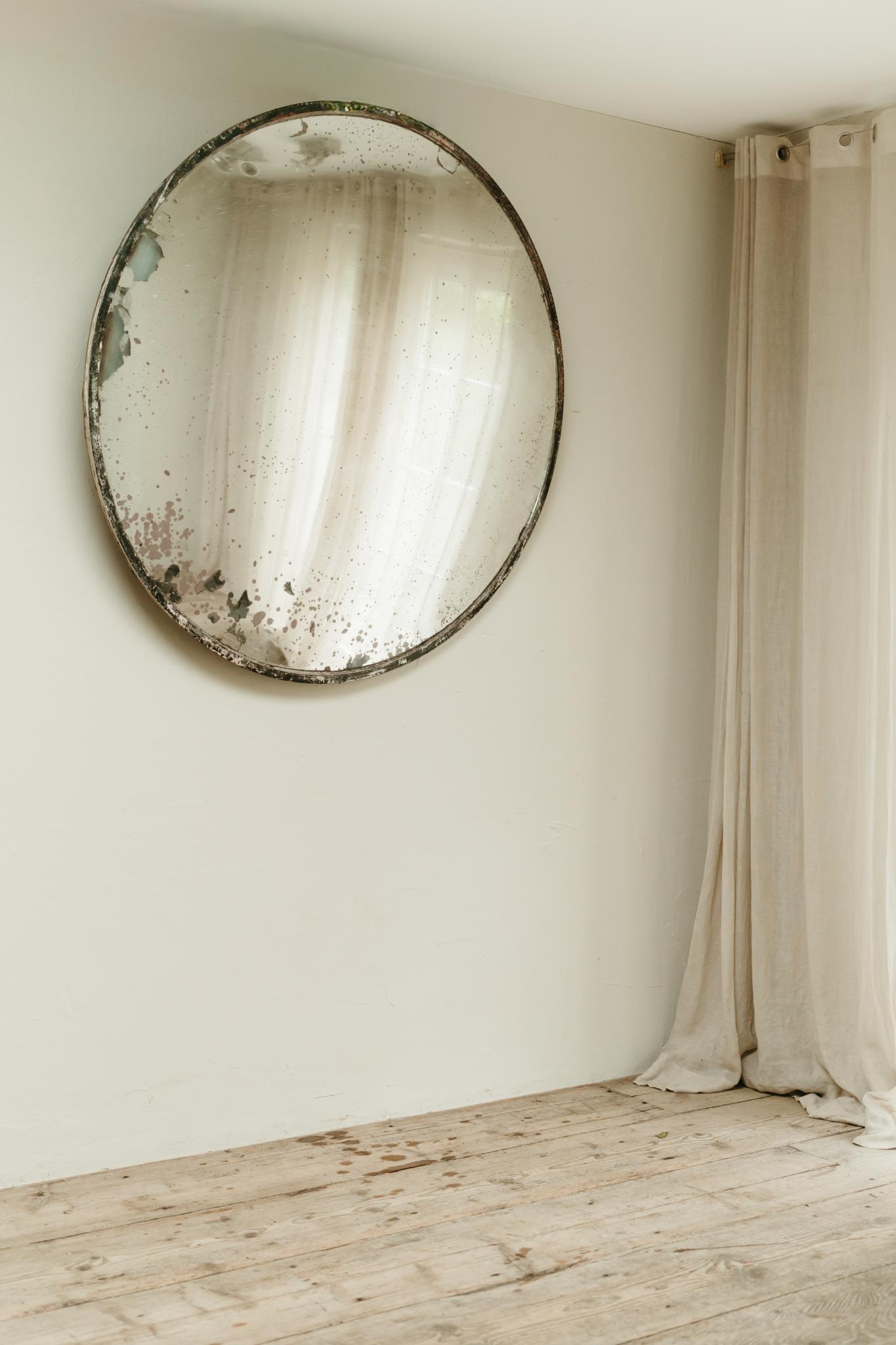 industrial convex mirror ... big scale ... 124 cm in diameter ... distressed mirror glass ... as we love ... 