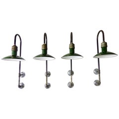 1930s Industrial Enamel Shop Lights Sconces