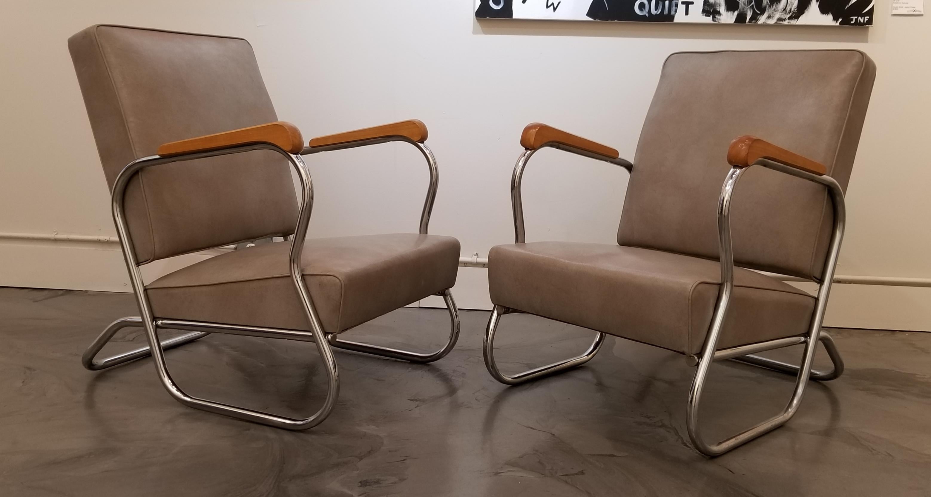 1930s Industrial Modern Chrome Club Chairs 9