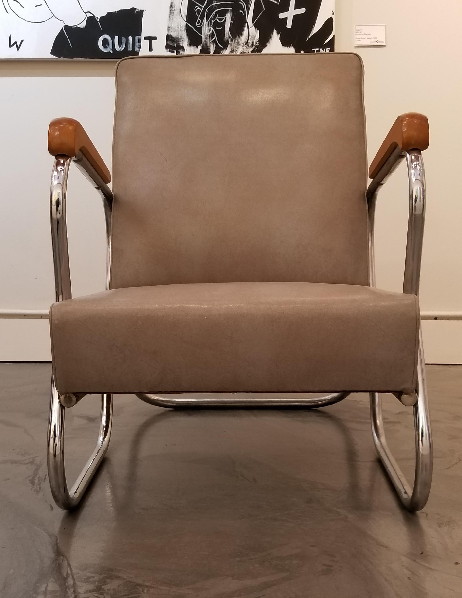1930s Industrial Modern Chrome Club Chairs (amerikanisch)