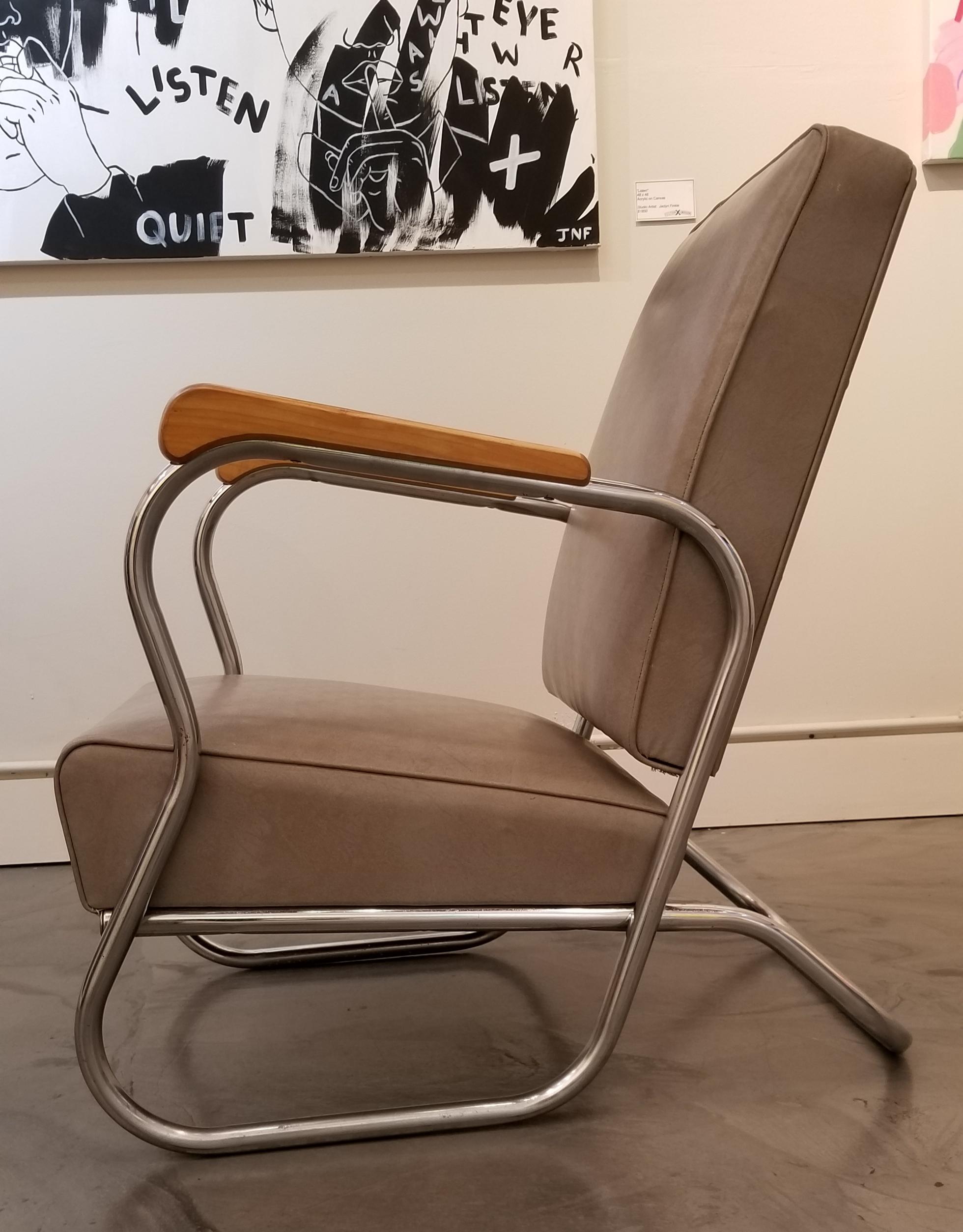 20th Century 1930s Industrial Modern Chrome Club Chairs