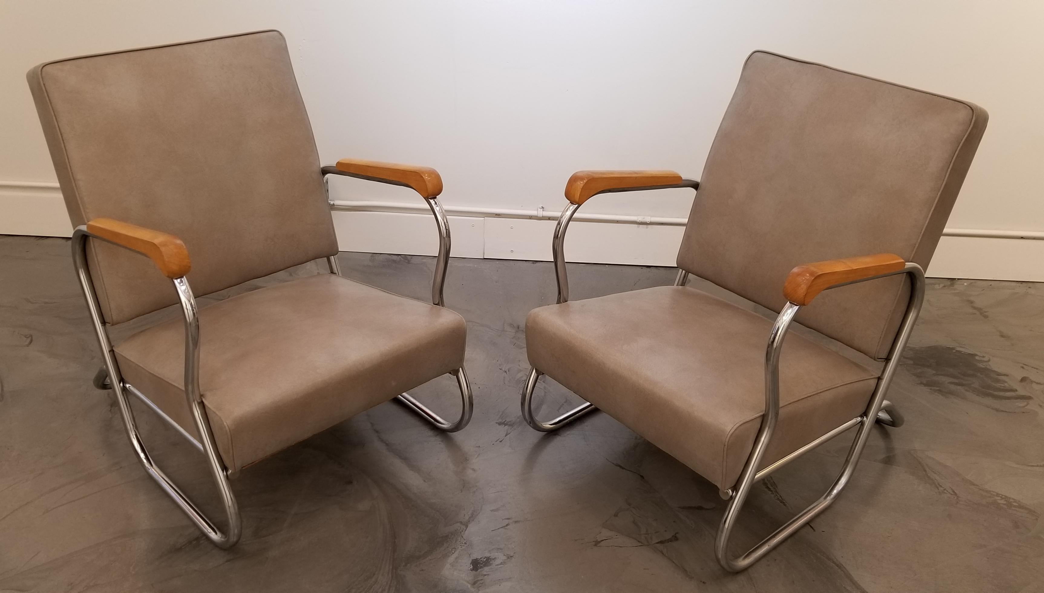 1930s Industrial Modern Chrome Club Chairs 3