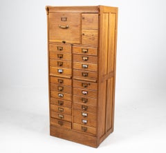 1930s Industrial Oak Library Cabinet