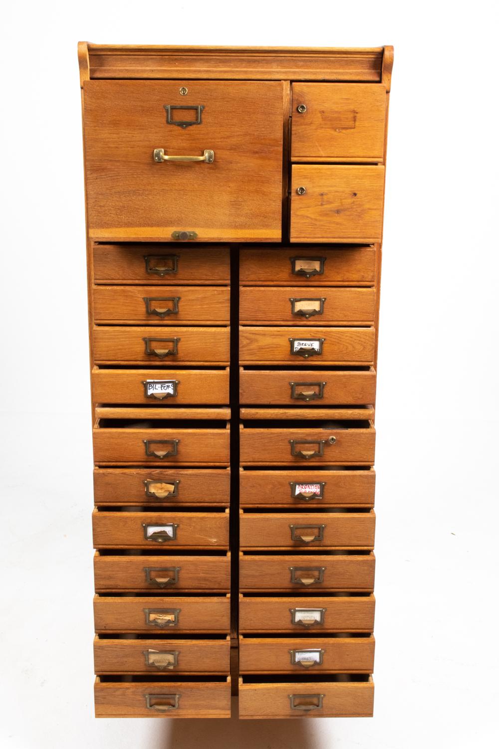 European 1930s Industrial Oak Library Cabinet For Sale