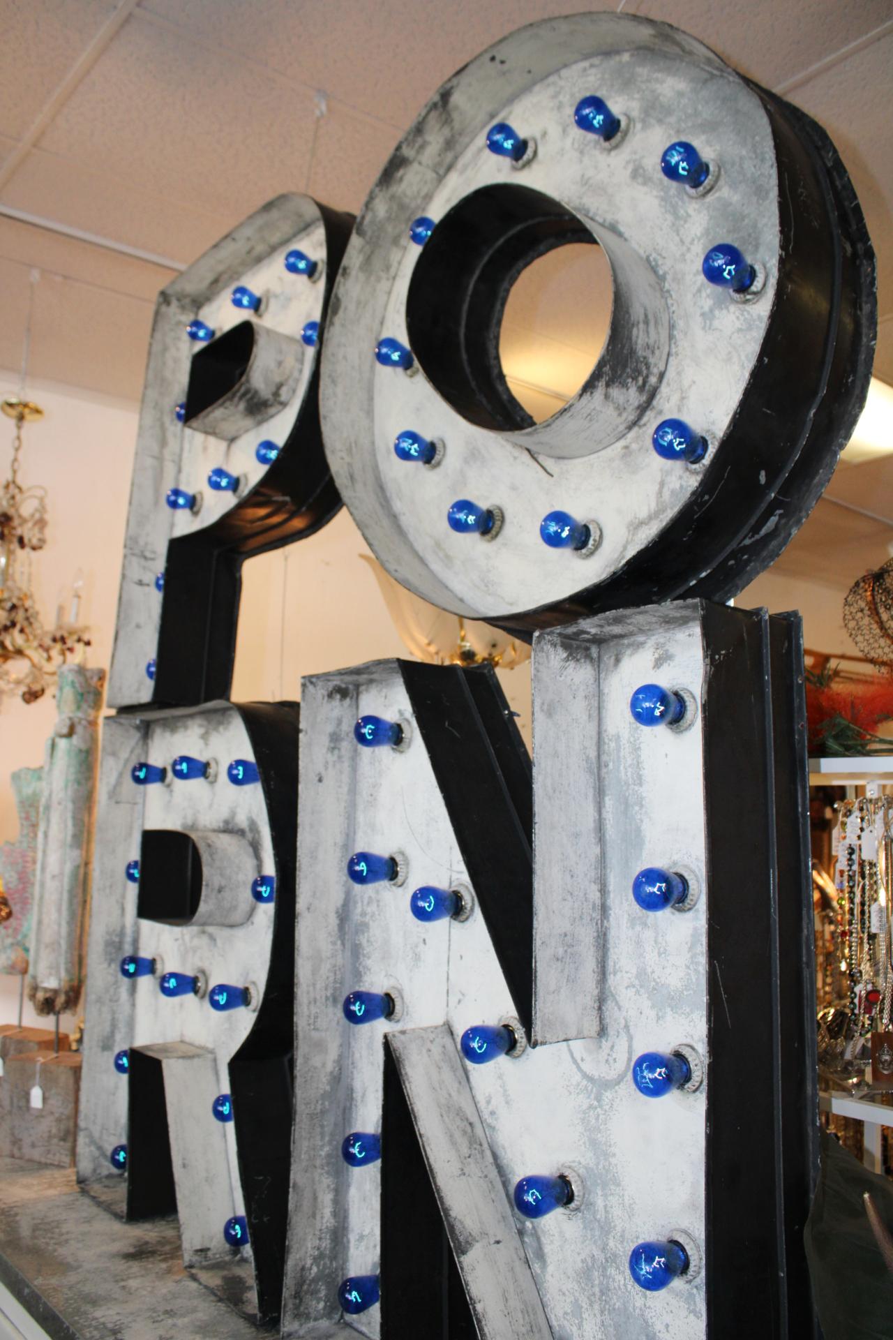 20th Century 1930s Industrial Sign Letters PORN Sculpture by Colorado Artist Bill Nelson For Sale
