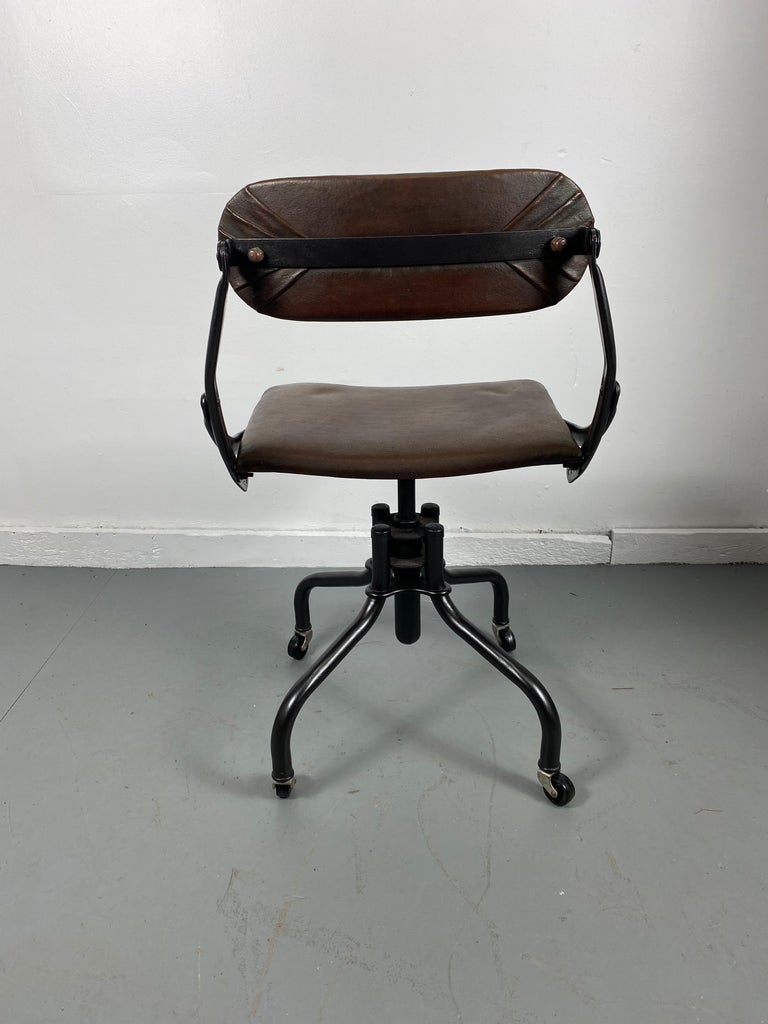 Painted 1930s Industrial Swivel Task / Desk Chair Manufactured by Do/ More, Art Deco For Sale