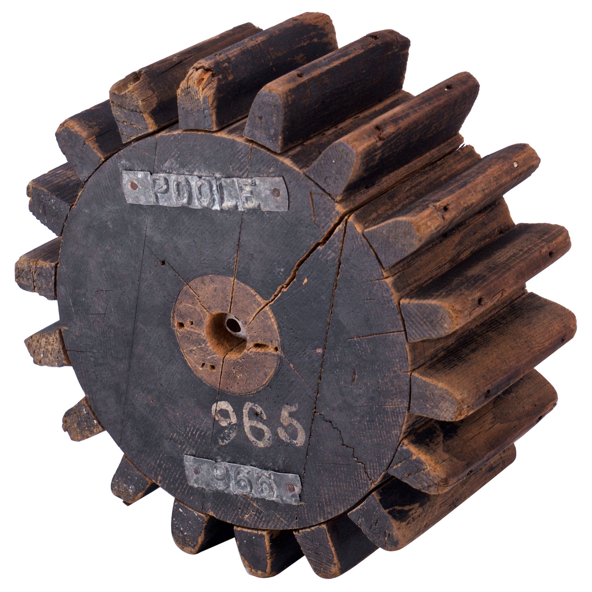 1930s Industrial Wooden Gear Table Sculpture Decor Foundry Factory Object