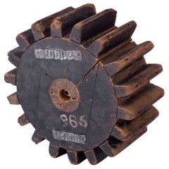 Vintage 1930s Industrial Wooden Gear Table Sculpture Decor Foundry Factory Object