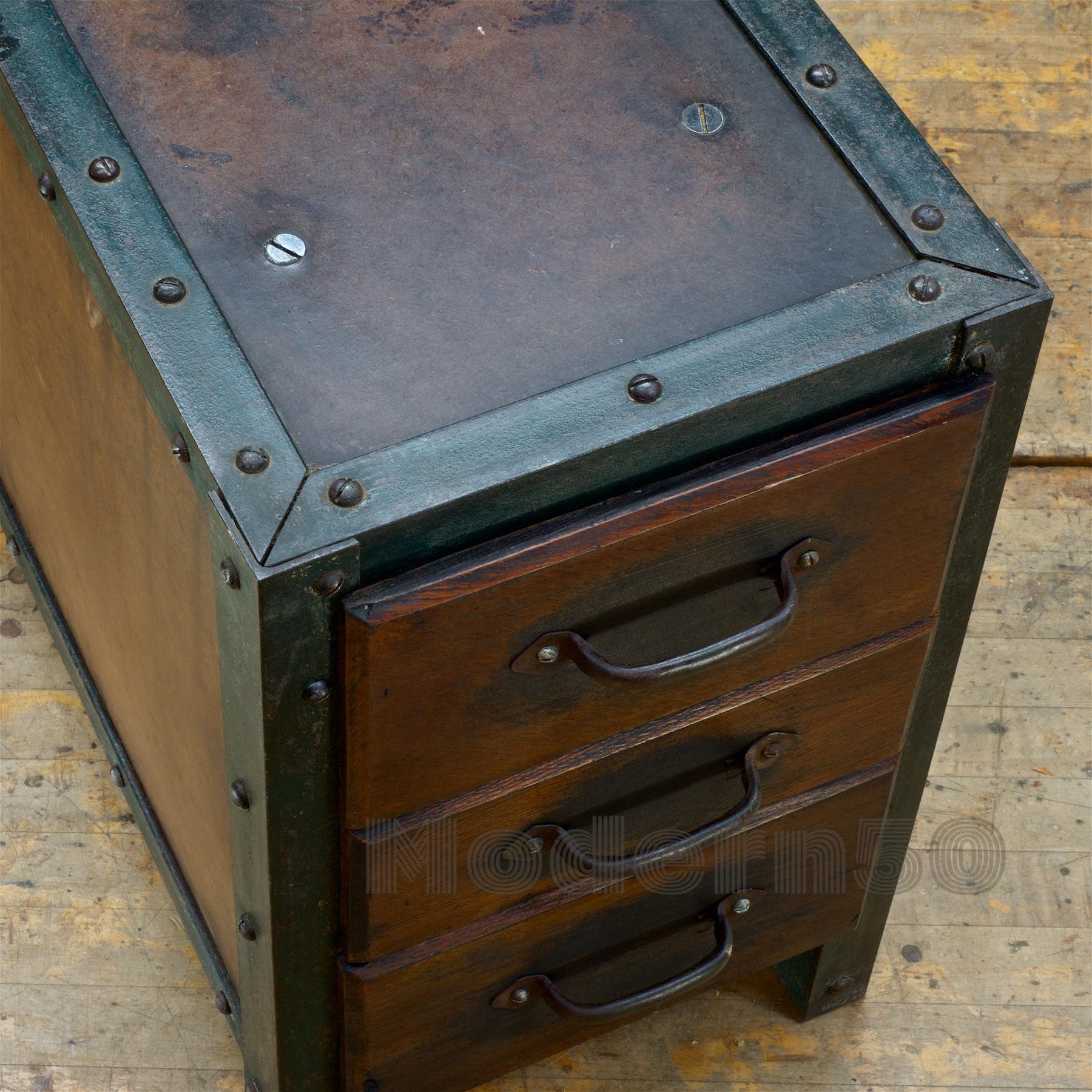 1930s Industrial Workshop Chest Cabinet Factory Vintage Nightstand Drawers Steel 1