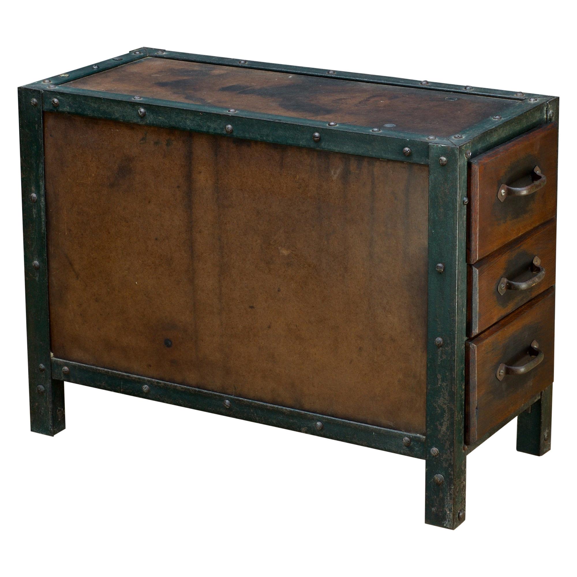1930s Industrial Workshop Chest Cabinet Factory Vintage Nightstand Drawers Steel