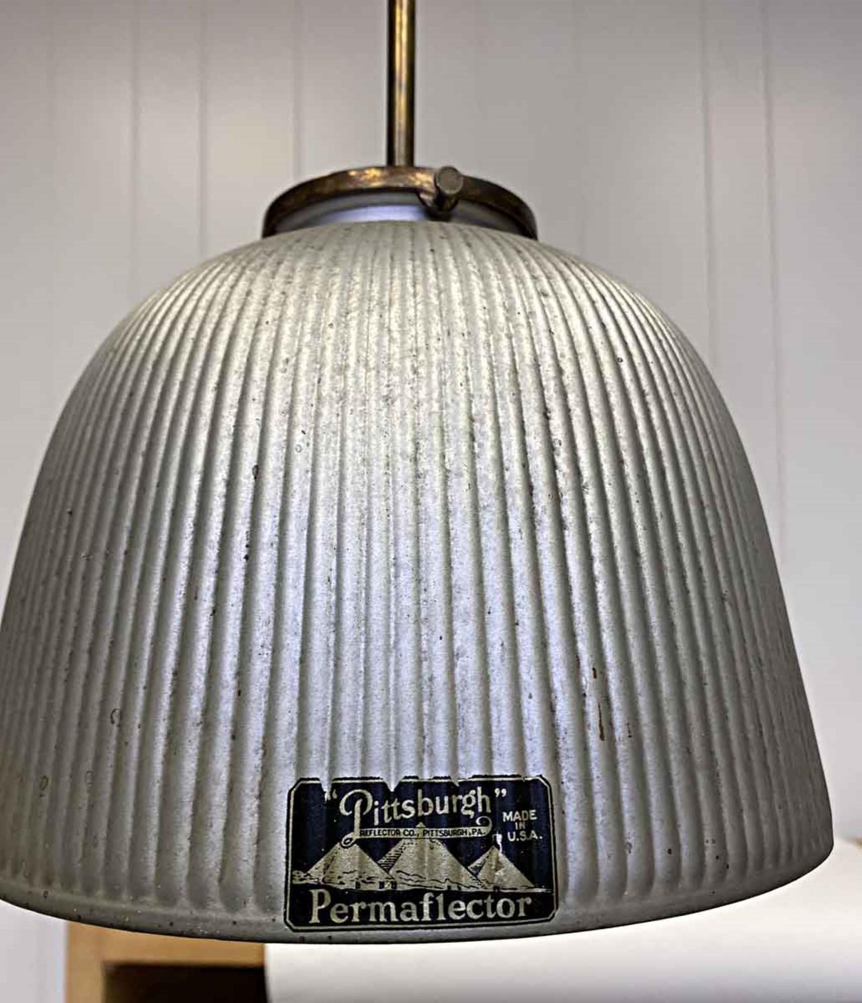 American 1930s Industrial X-Ray Mercury Glass Pendant Light with New Brass Hardware