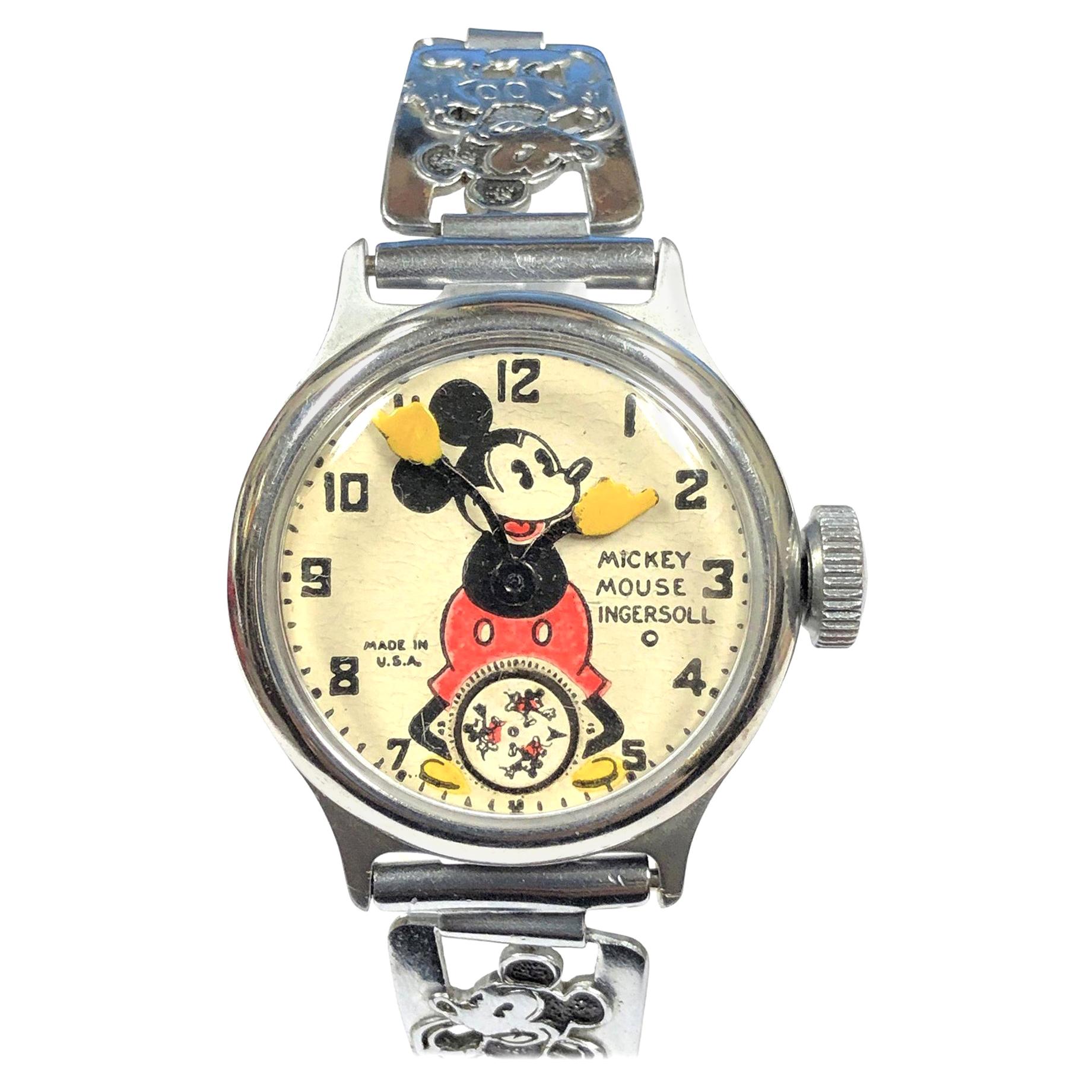 1930s Ingersoll Mickey Mouse Mechanical Wind Wristwatch
