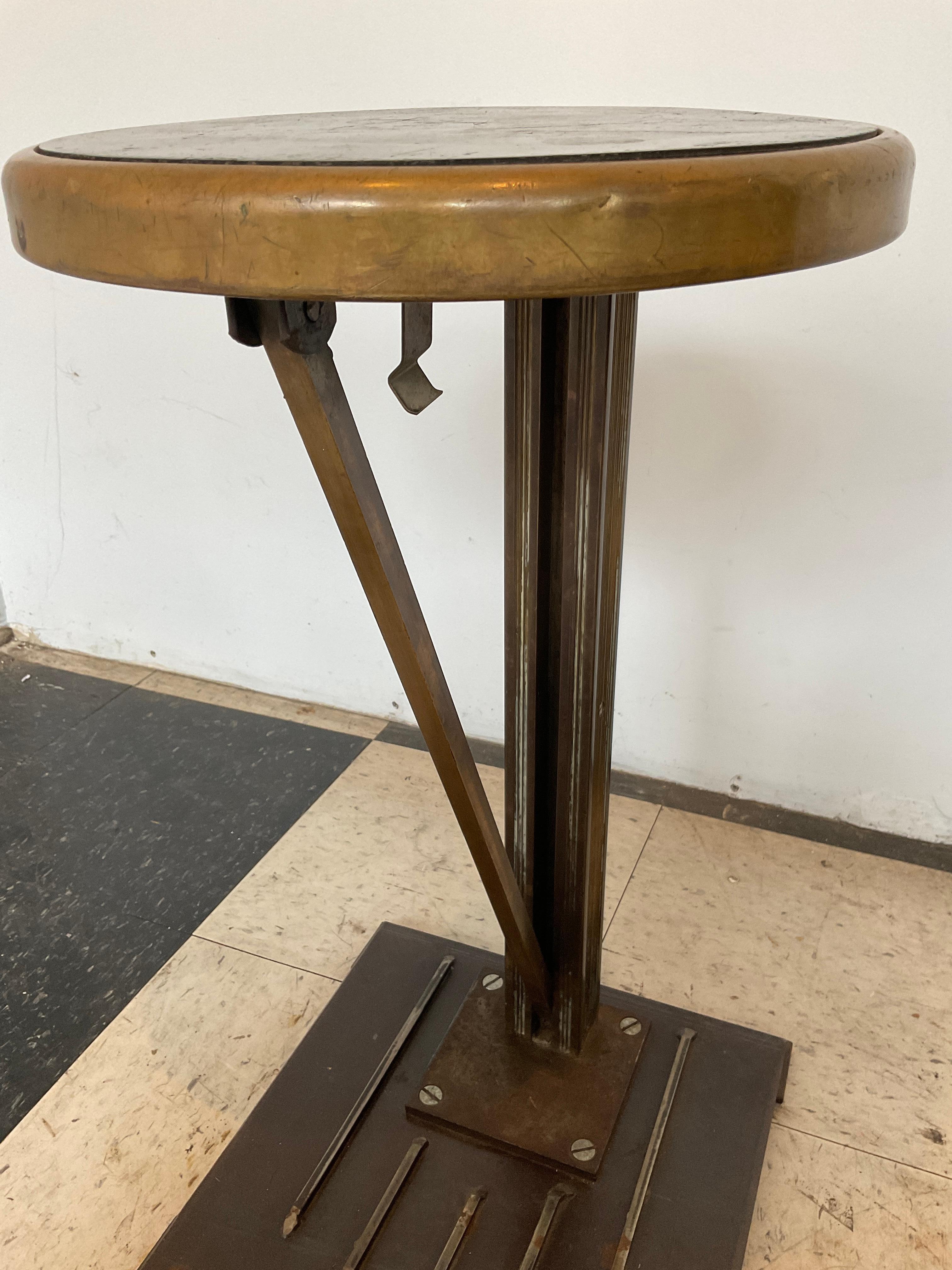 1930s Iron Elevator Operators Collapsable Stool / Side Table 4