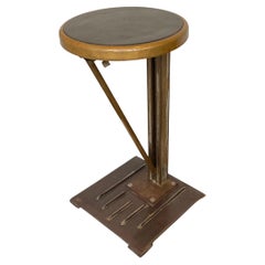 1930s Iron Elevator Operators Collapsable Stool / Side Table