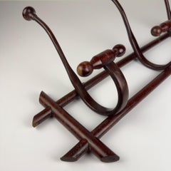 1930s Italian Antique Wooden Coat Rack, 77 cm Wide