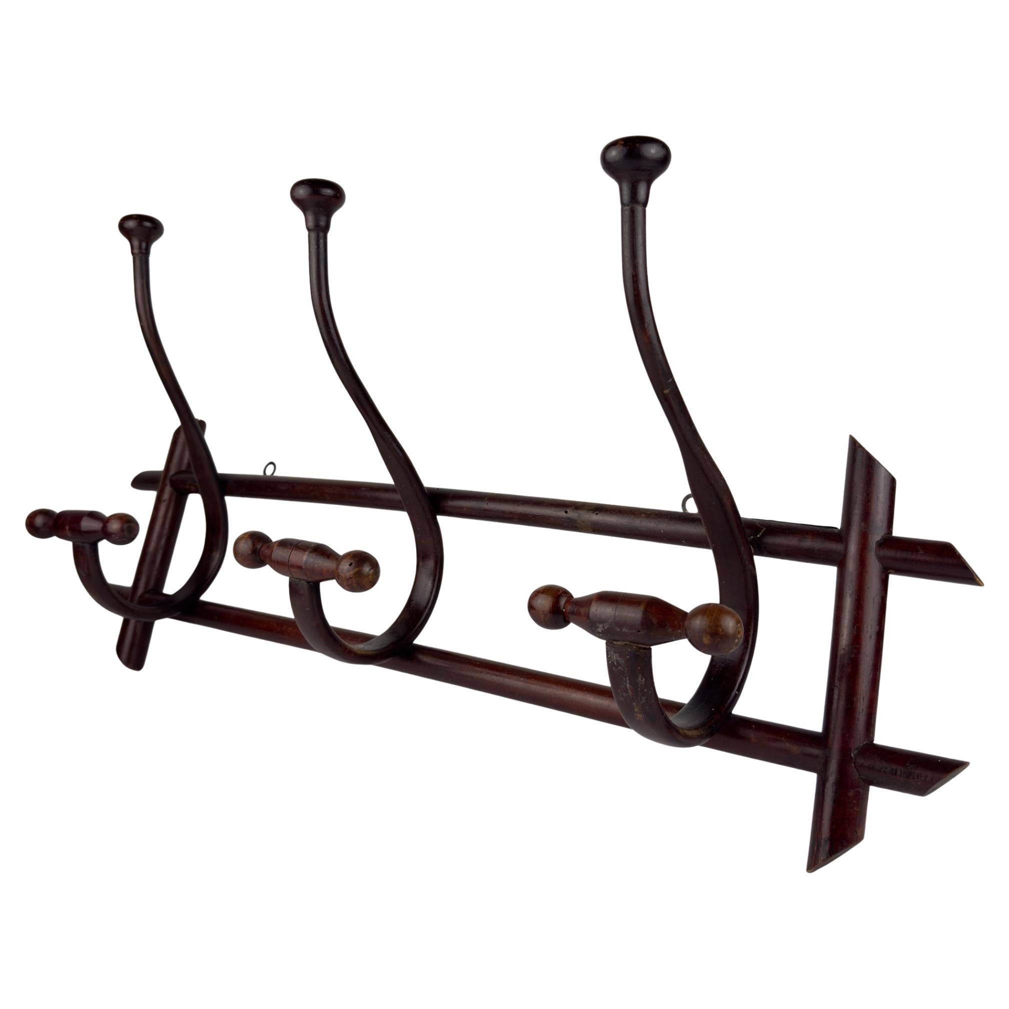 Appendiabiti italiano antico in legno degli anni '30, largo 77 cm