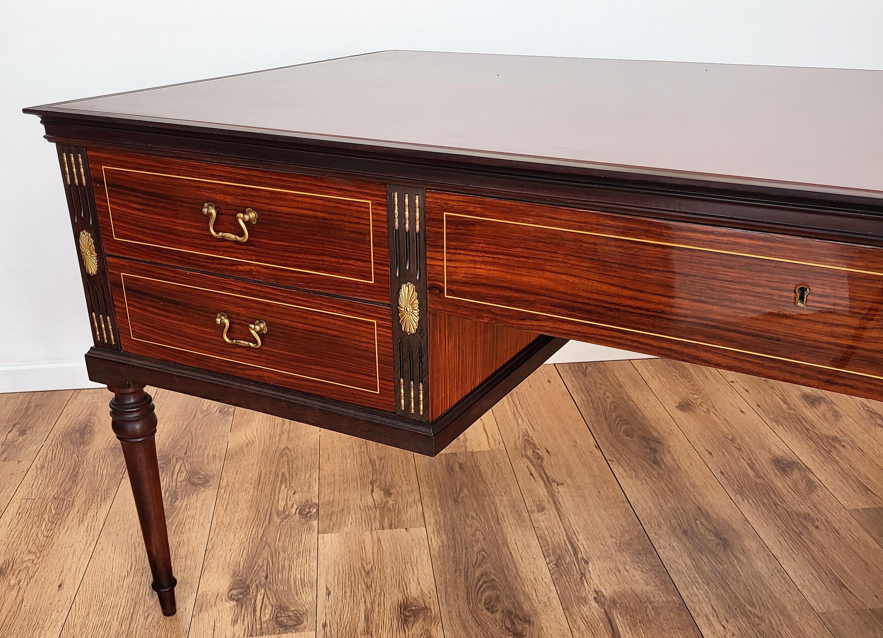 1930s Italian Art Deco Mid-Century Modern Wood, Glass and Brass Writing Desk 3