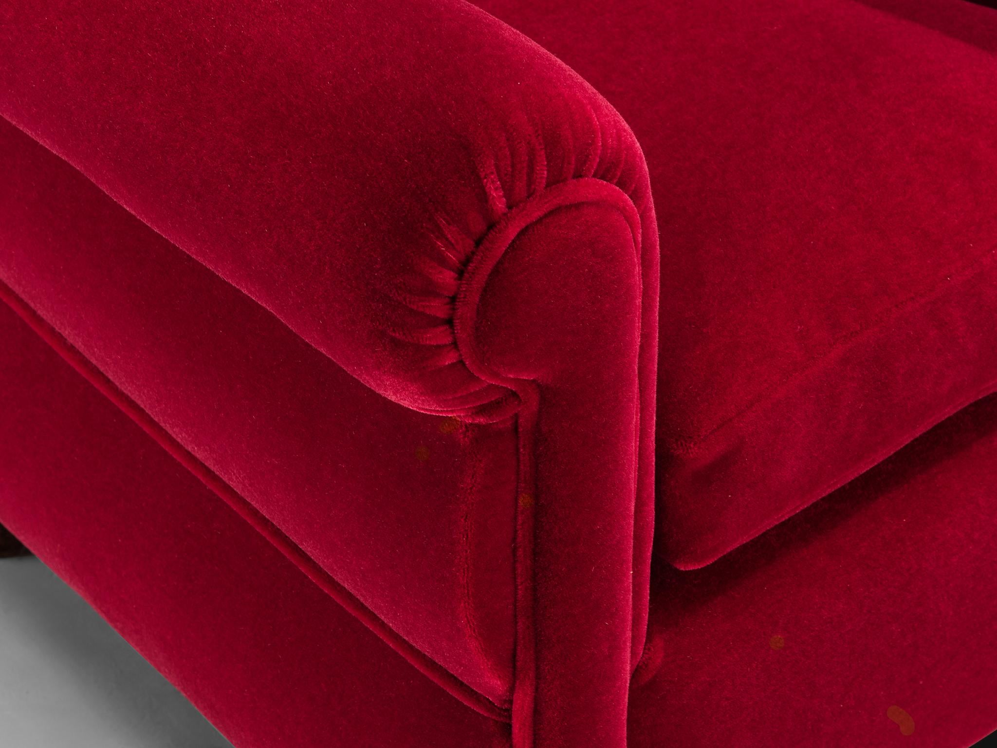 1930s Italian Art Deco Pair of Lounge Chairs in Pierre Frey Mohair For Sale 6