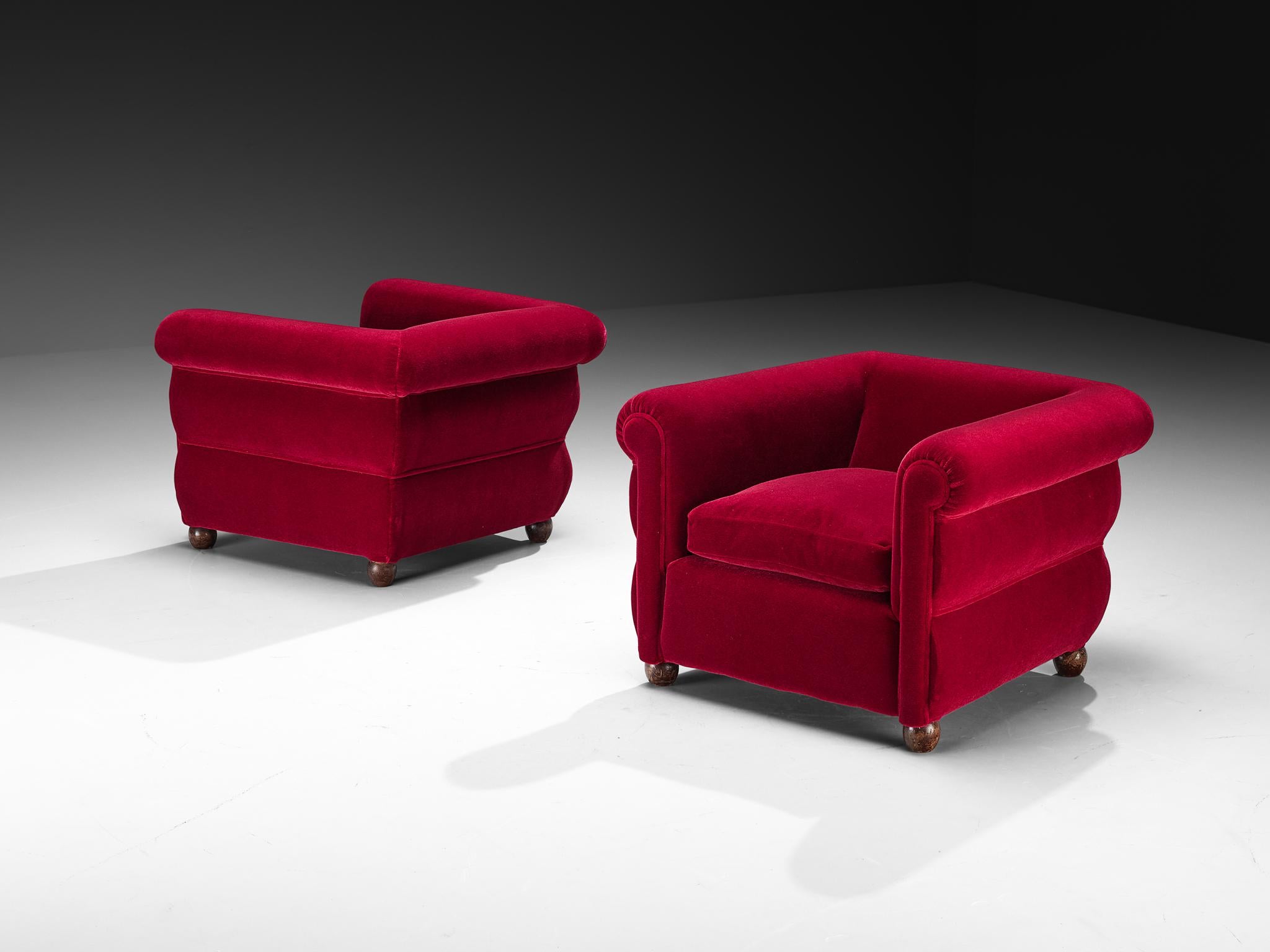 Pair of lounge chairs, reupholstered in 