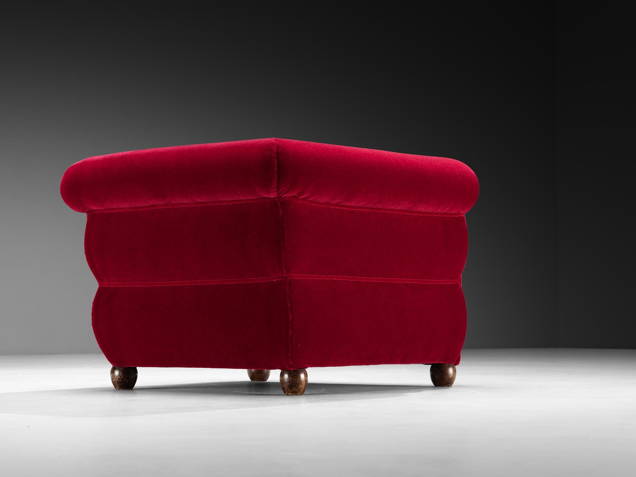 1930s Italian Art Deco Pair of Lounge Chairs in Pierre Frey Mohair For Sale 4