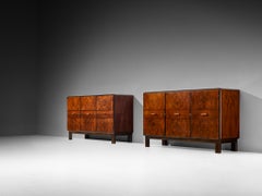 1930s Italian Art Deco Sideboards in Bookmatched Walnut Burl