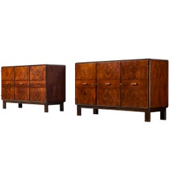 1930s Italian Art Deco Sideboards in Bookmatched Walnut Burl