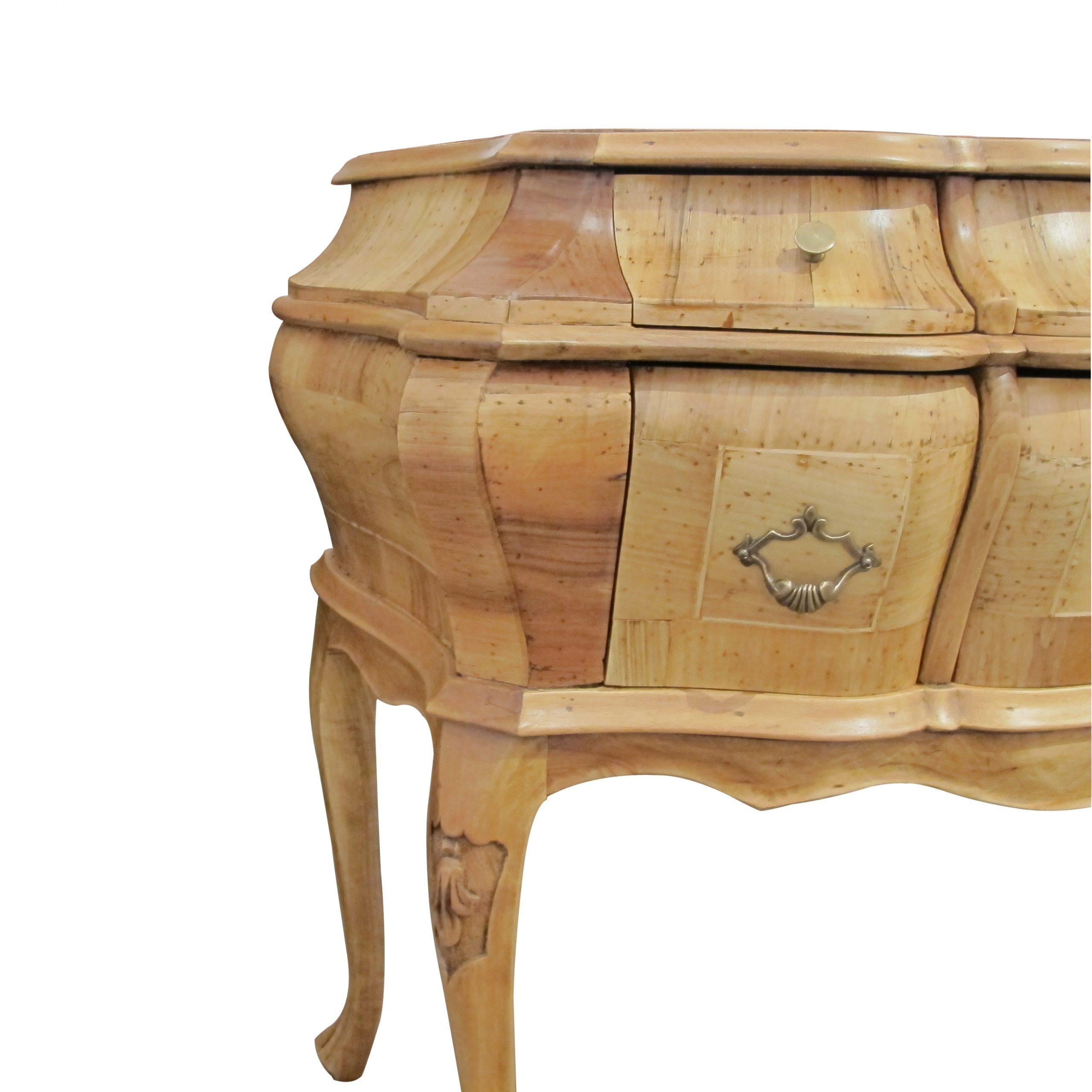 1930s Italian Bombé Chest of Drawers, Olive wood & Walnut Marquetry For Sale 2