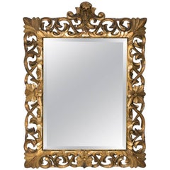 1930s Italian Carved Wood Gilt Rococo Mirror