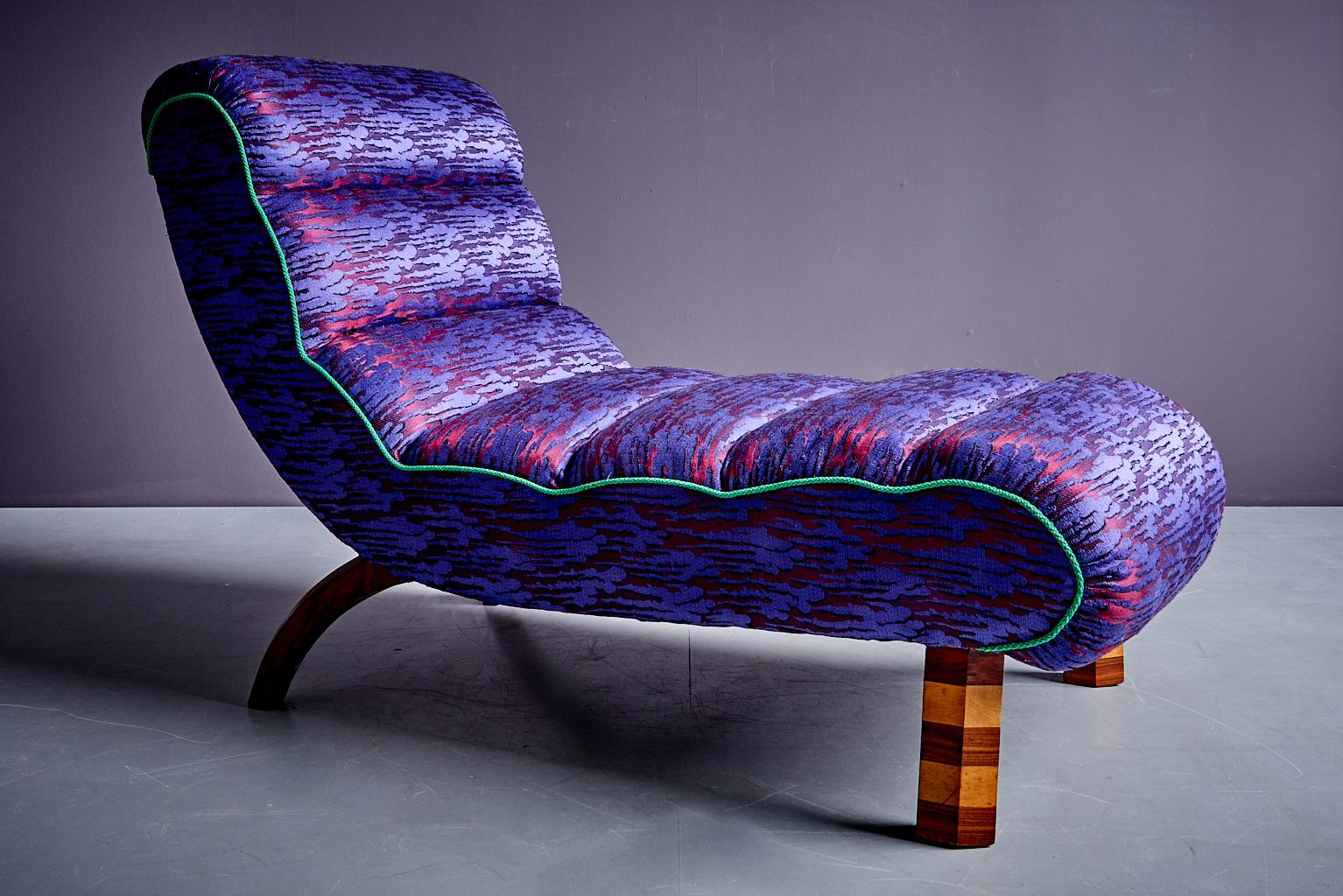Chaise longue italienne des années 1930 avec un tissu fabriqué par Prelle, curated by Julia King en vente 5