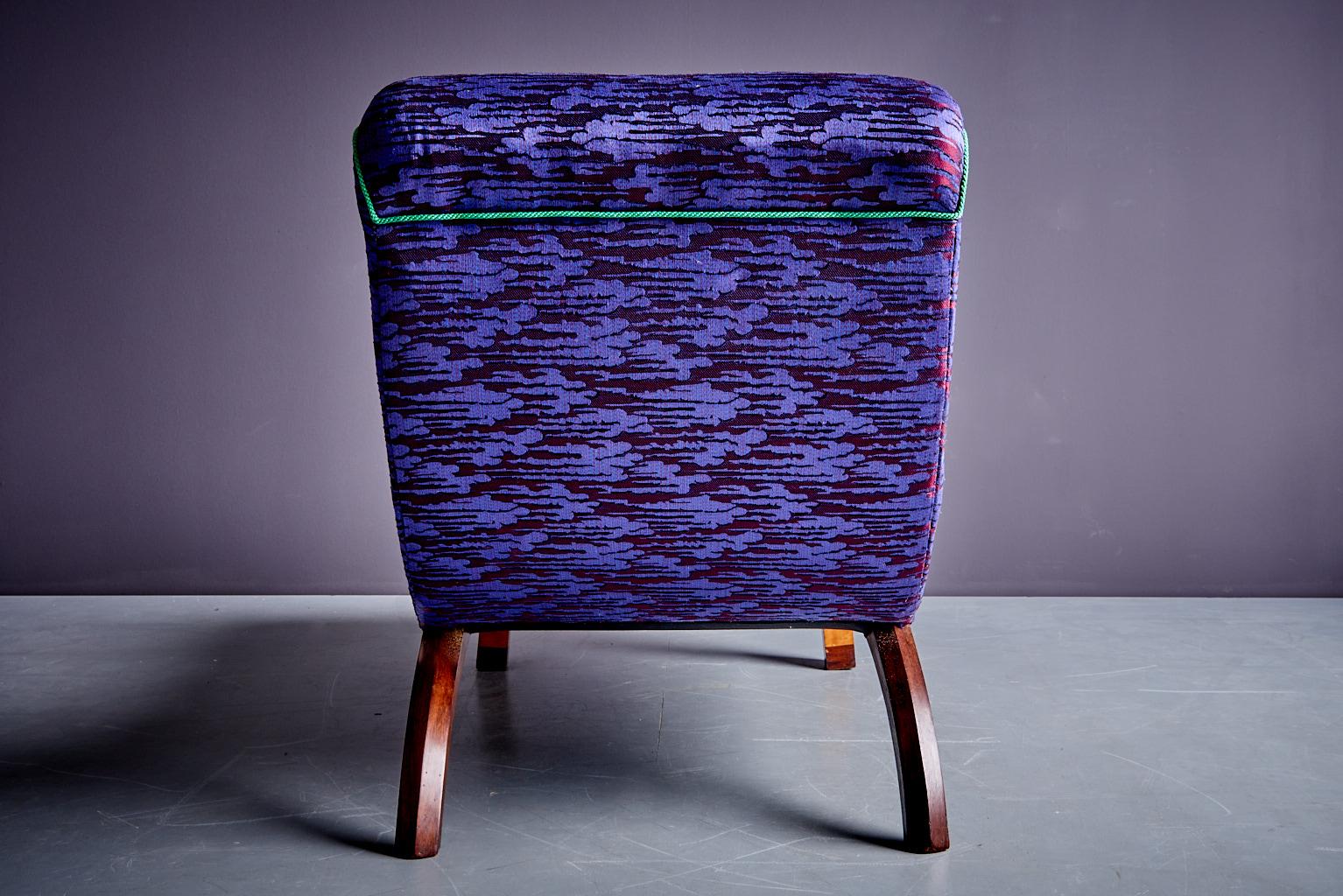 Chaise longue italienne des années 1930 avec un tissu fabriqué par Prelle, curated by Julia King en vente 1