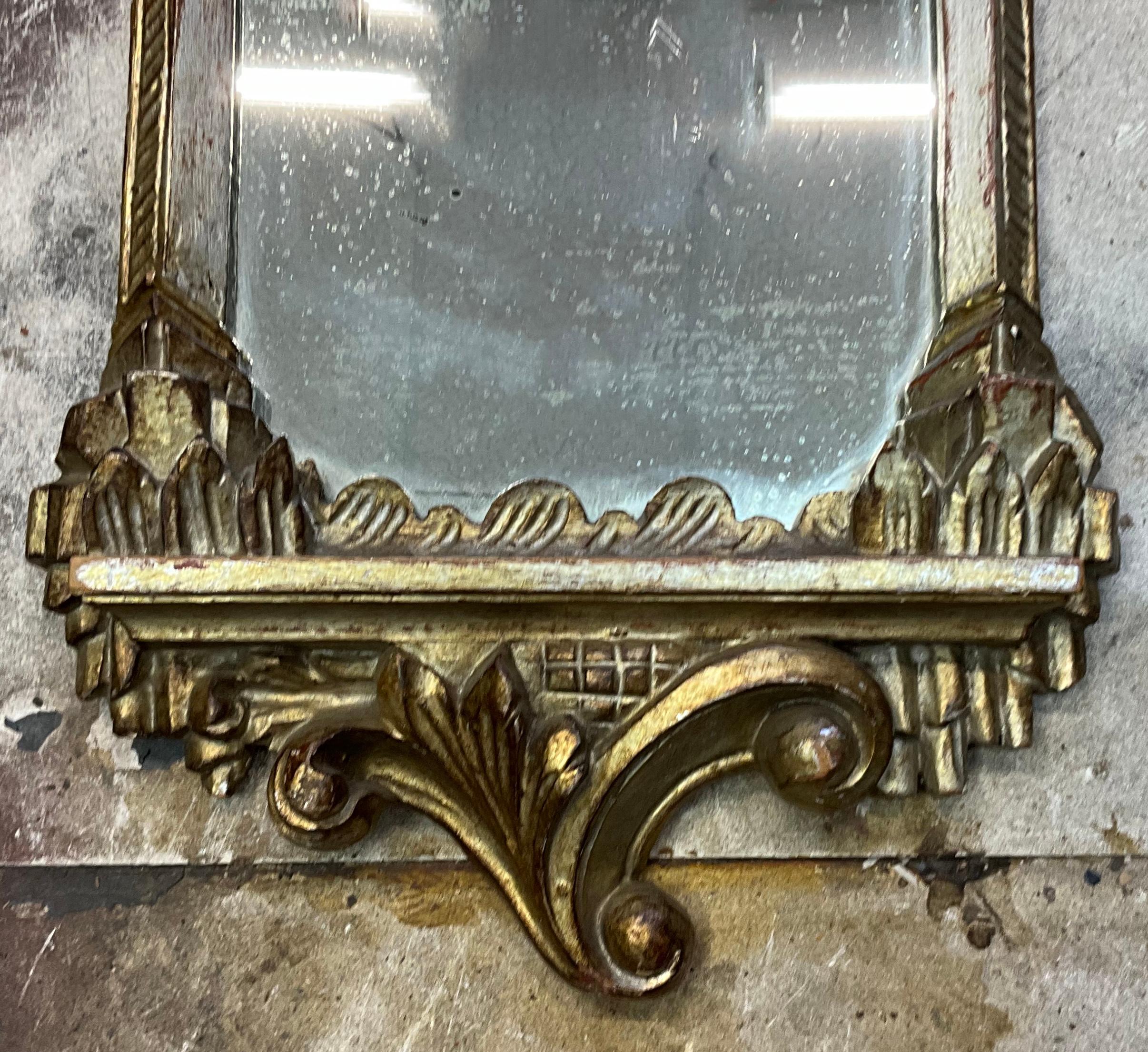 1930s Italian Chinese Chippendale Style Carved Silver Giltwood Mirrors - Pair  In Good Condition For Sale In Kennesaw, GA