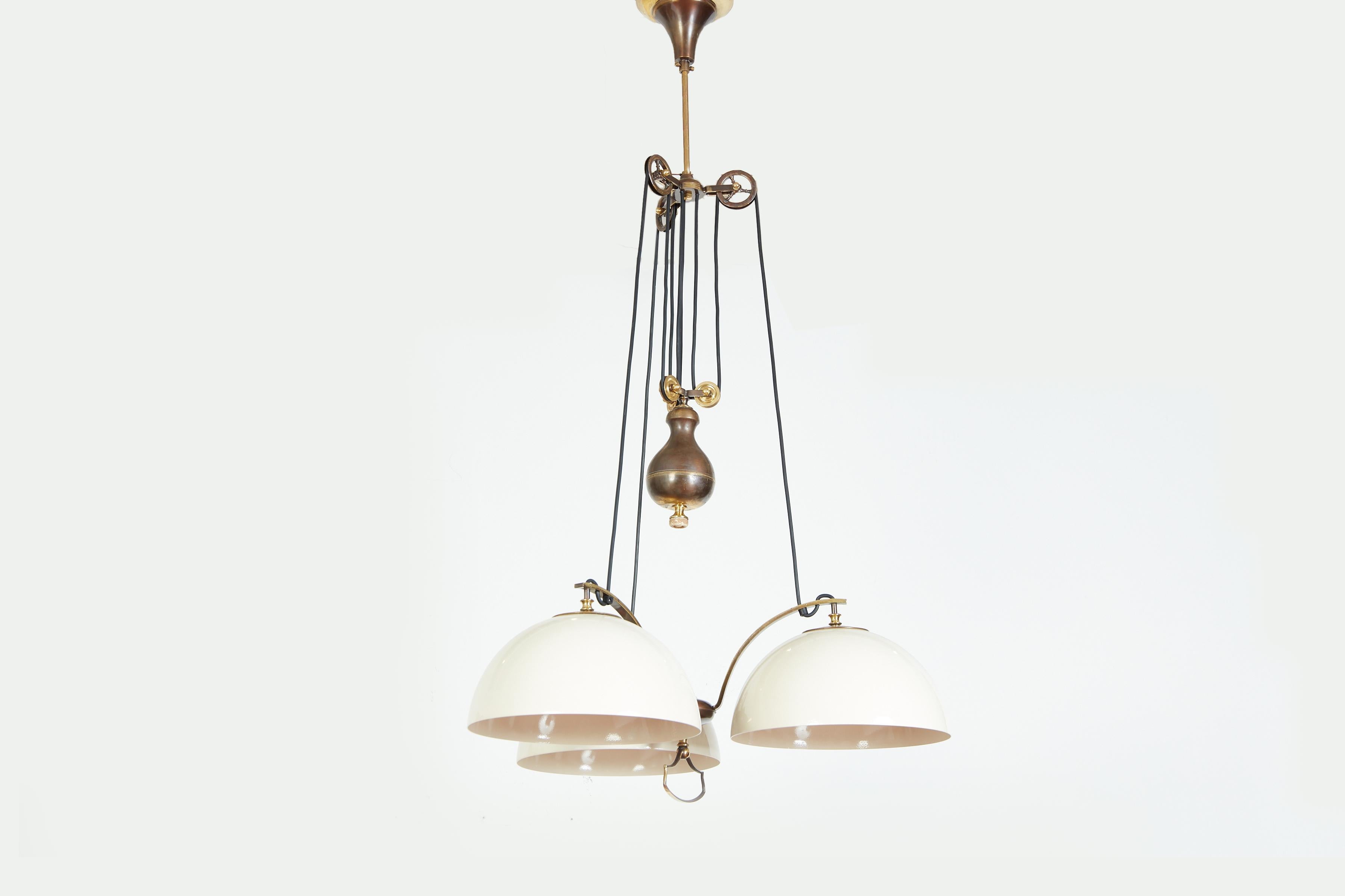 1930's Italian Counterweight Dome Pendant In Good Condition For Sale In Beverly Hills, CA