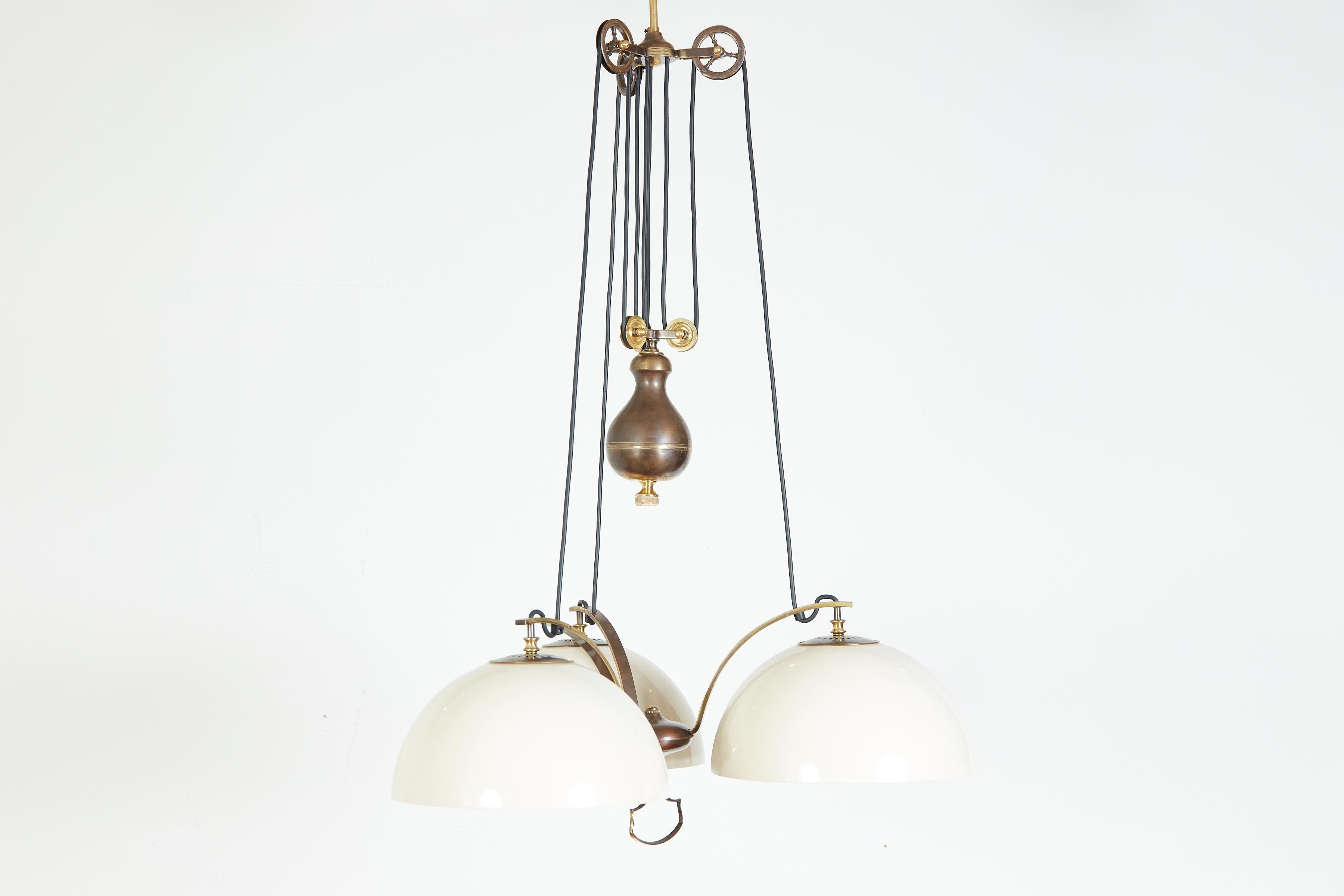 Mid-20th Century 1930's Italian Counterweight Dome Pendant For Sale