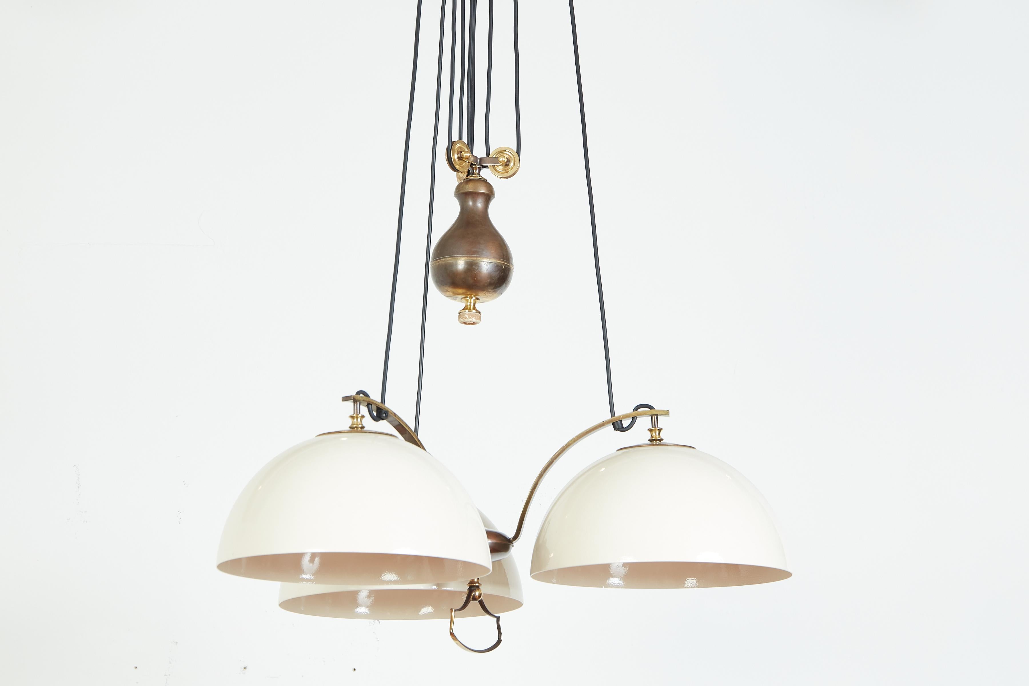 Metal 1930's Italian Counterweight Dome Pendant For Sale