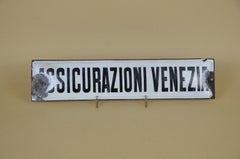 1930s Italian Enamel Metal Insurance Sign "Assicurazioni Venezia"