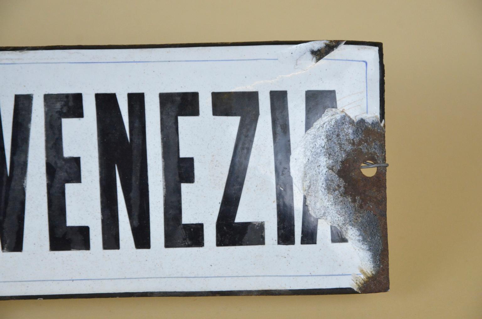 1930s Italian Enamel Metal Insurance Sign 