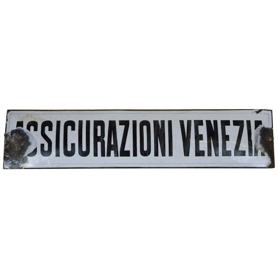 1930s Italian Enamel Metal Insurance Sign