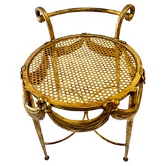 1930s Italian Gilt Metal Floral & Swag Vanity Chair