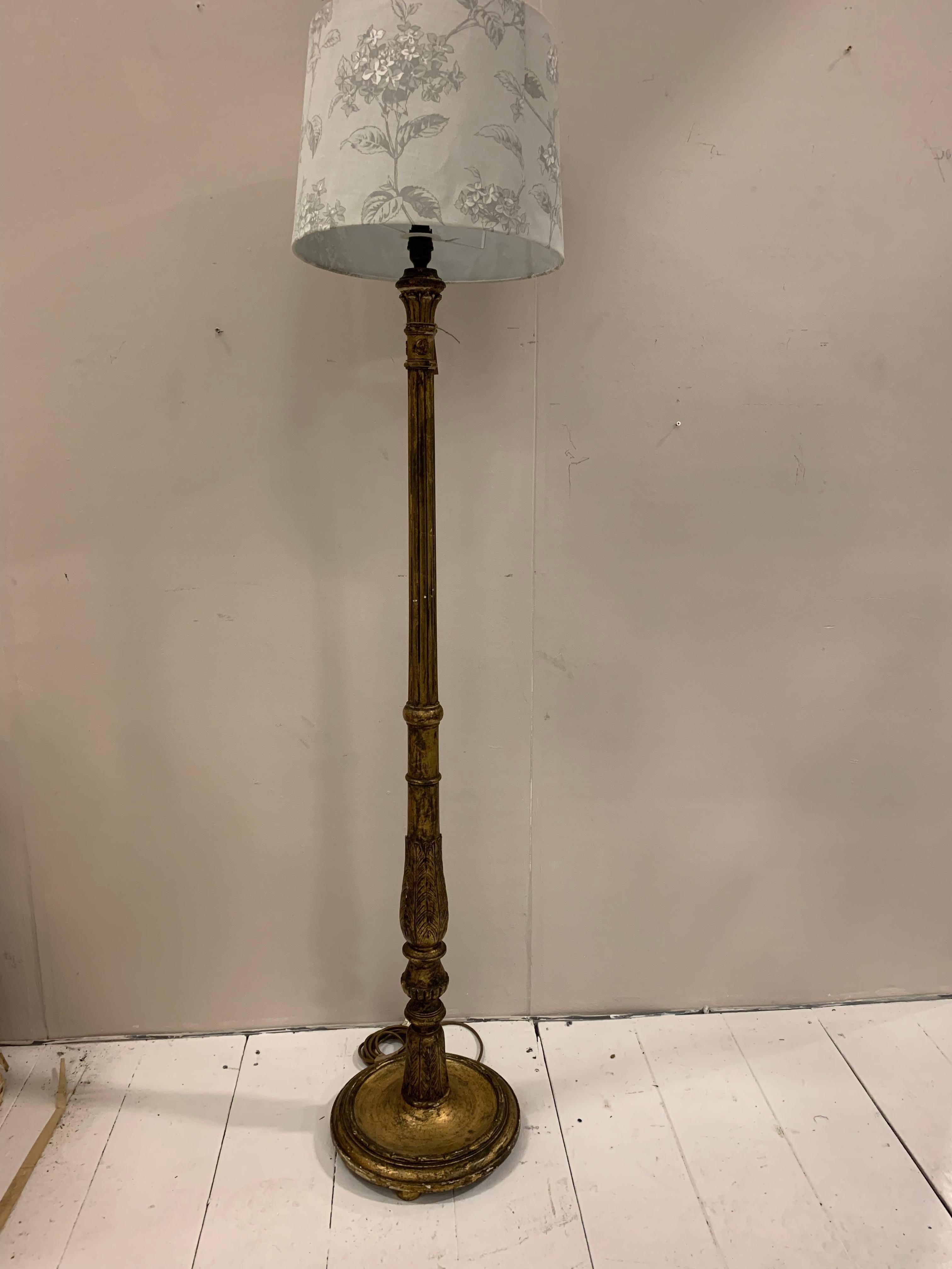 An unusual and decorative standard lamp circa 1930s with plaster flower decoration.
Pat tested to UK standards

The shade is not included 