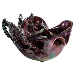 Vaso scultoreo modernista italiano degli anni '30 in ceramica smaltata di Giuseppe Mazzotti